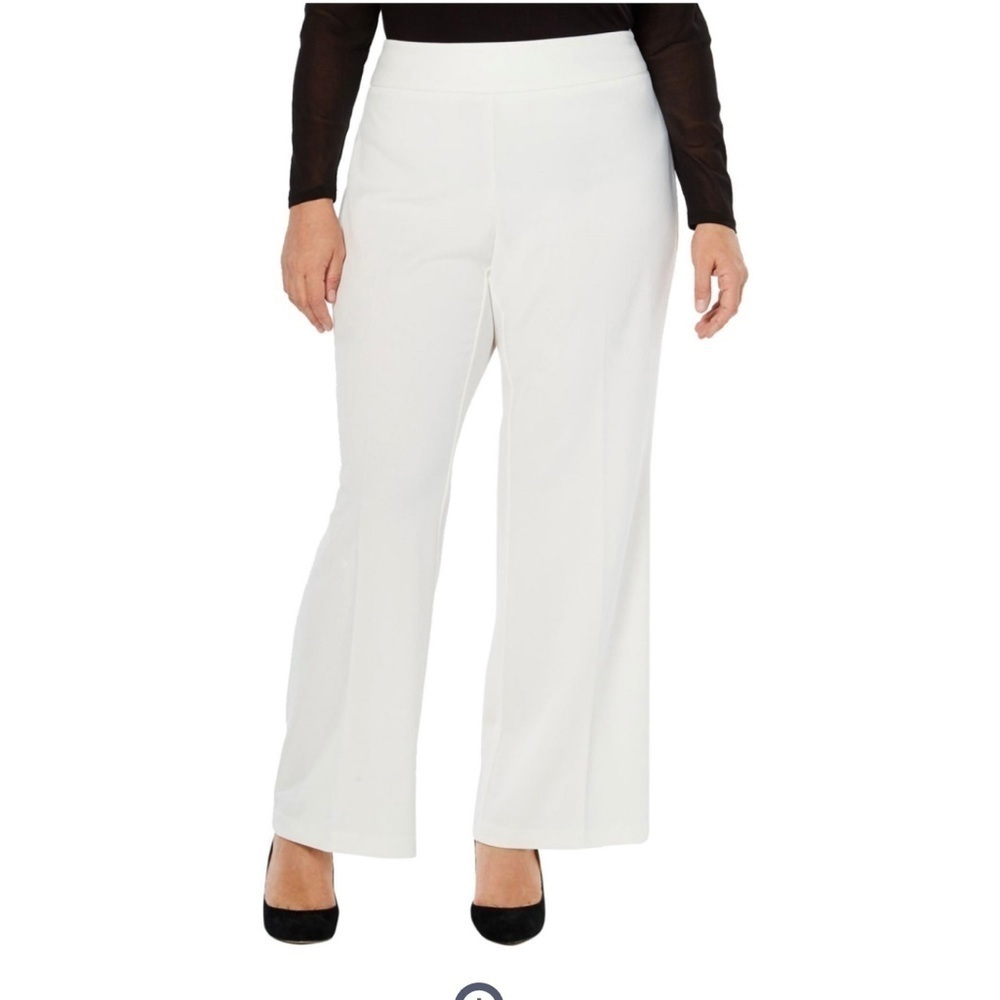 NWT International‎ Concepts Pull On Wide Leg Dress White Side Zipper Pants  14W